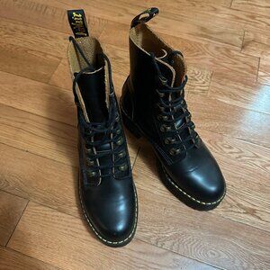 Dr. Martens Leona Combat Boots Black Size 7